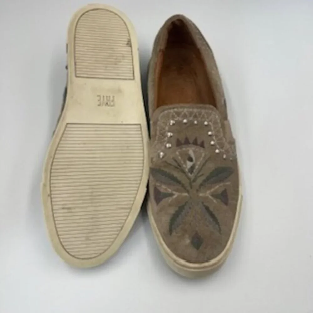 Frye Western Shoes Ivy Embroidered Studded Slip On Loafers Women’s Size 8‎